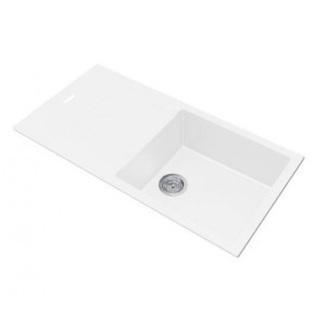 Aqu White Granite Stone Kitchen Sink with Drainboard